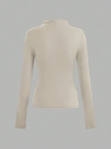 SHEIN LUNE 2 chiếc/Bộ Áo thun bó sát tay dài đơn giản tối giản cho nữ, mùa thu - Nhiều màu - Xem 8