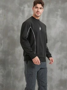 Manfinity Sport Corelite 简约时尚休闲运动卫衣，适合日常穿着 - 黑色 - 查看 7