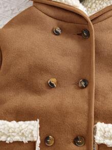 SHEIN Chaqueta con capucha de forro polar suave y adorable para bebé niña, cálida para otoño/invierno