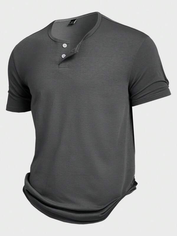 Manfinity Homme Men's Solid Color Simple Casual T-Shirt, Fashion Everyday Wear