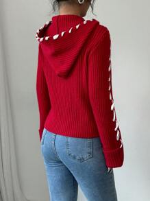 Chiquease Cárdigan con capucha con cordón, de manga larga, informal, para otoño/invierno, ropa de Año Nuevo