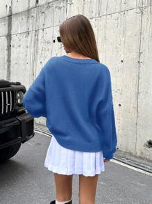 EURMUSE Knitwear Pullover With Flower Embroidery - Baby Blue - View 5