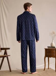 SHEIN EverLounge Men's 2 Pieces Pajama Set, Top And Pants, Casual & Fashionable For Everyday Wear