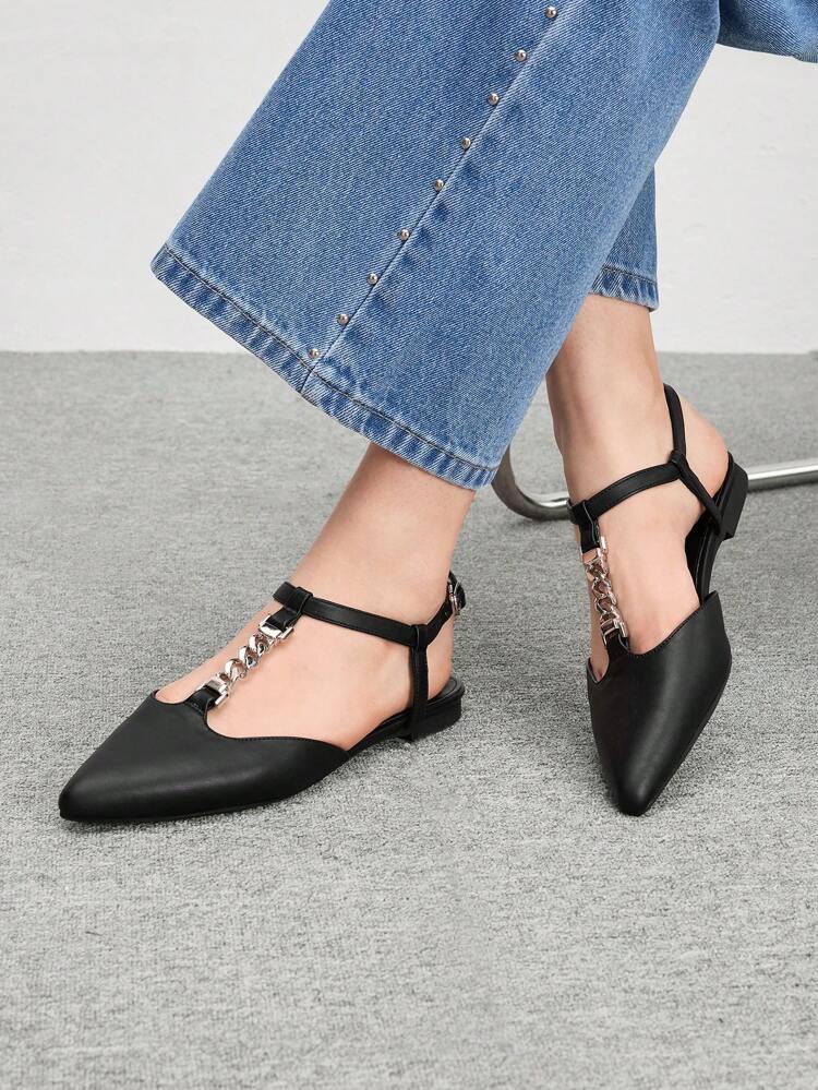 CUCCOO BIZCHIC Women Solid Color Pointed Toe Elegant Commuter Flat Shoes Spring Shoes Spring Break Easter