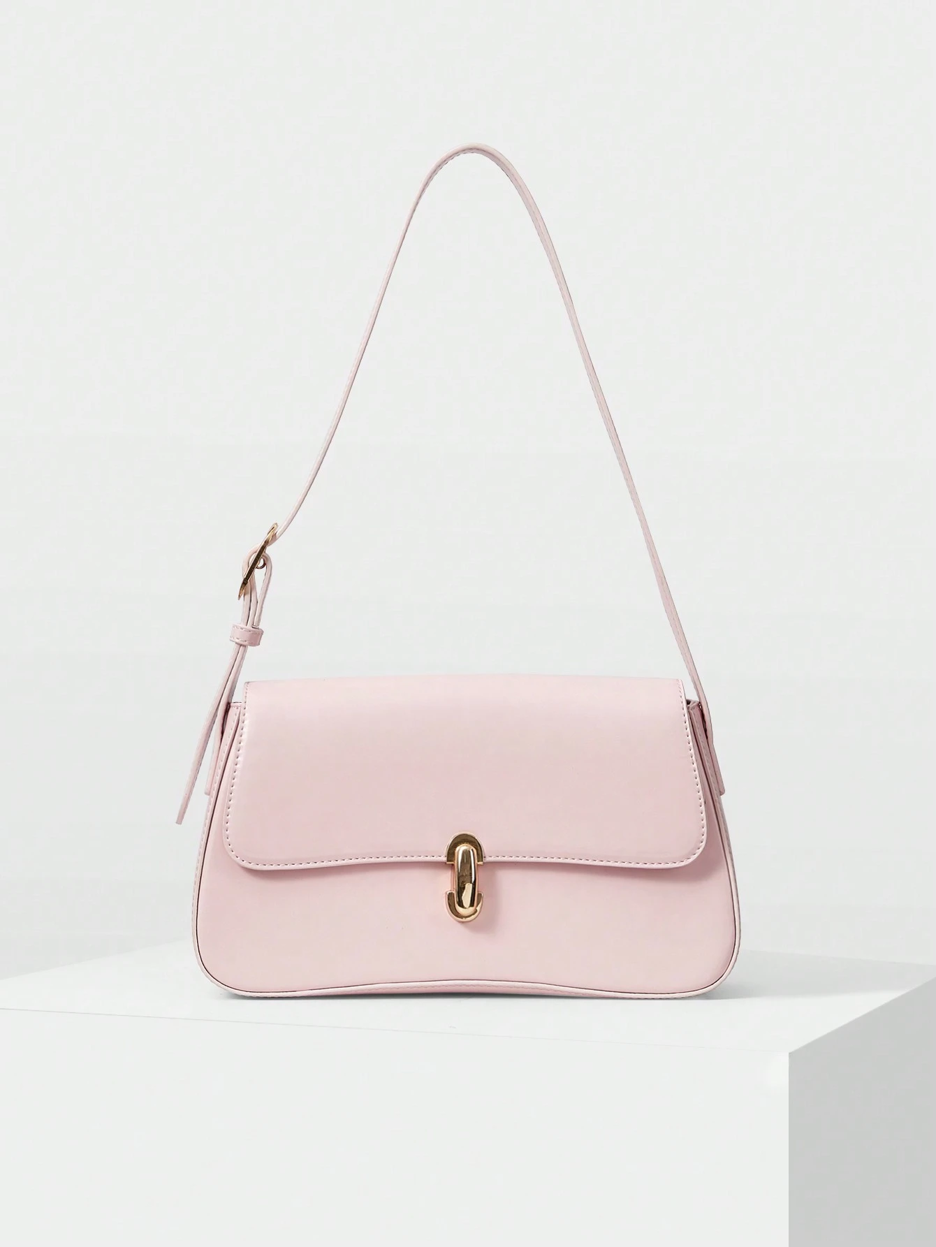Motf Premium 1Pc Women Elegant Simple Solid Color Commuter Flap Shoulder Bag,
