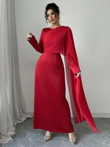 Calvaya Elegant Waisted Wrap Dress, Slimming And Classy Maxi Women Outfit