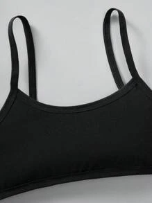 SHEIN 10pcs/Set Tween Girls Minimalist Comfortable Soft Skin-Friendly Children Students Growing Camisole Bras - Black and White - View 4