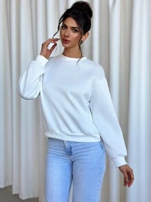 Aloruh Sudadera con estampado floral colocado para mujer, moda europea y americana
