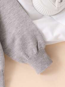 男宝宝时尚可爱百搭字母针织连帽毛衣上衣 - 淺灰色 - 查看 3