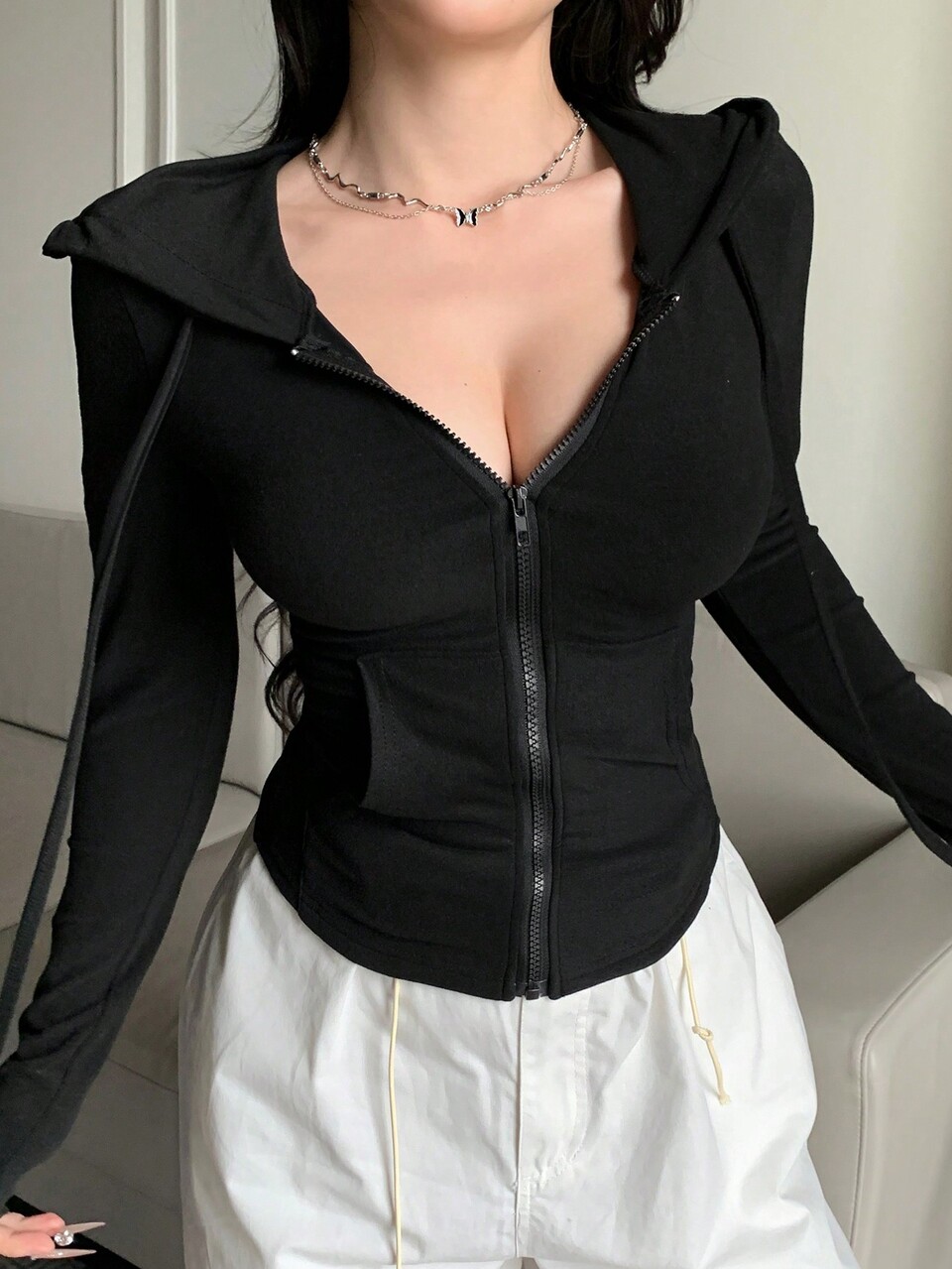 Valentine's Day Women's Zip-Up Hoodie Sweatshirt, Bodycon T-Shirt Long Sleeve Women Tops
