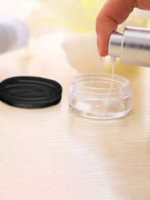 25pcs Mini Clear Cream Jars With Black Lids,Small Makeup Sample Containers,3g-20g Empty Plastic Cosmetic Makeup Jar,Transparent Sample Bottles Eyeshadow Cream Lip Balm Container, Travel Essentials,Sample Cosmetics Jar, Emtpy Mini Bottles - Black - View 2