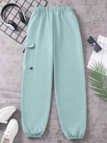 SHEIN Explorewe Spodnie casualowe dla nastolatków/młodych chłopców z nadrukiem uśmiechniętej twarzy, modne spodnie robocze