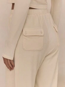 MUSERA Low Waist Velour Wide Leg Trousers Vacation Spring Summer Sexy