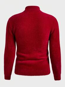 Manfinity VCAY Slim Fit Men's Standup Collar Half-Zip Casual Knit Sweater, Suitable For Autumn/Winter
