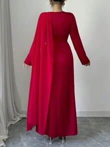 Calvaya Elegant Waisted Wrap Dress, Slimming And Classy Maxi Women Outfit