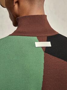 AKNOTIC Business Casual New Loose Drop Shoulder Half Zip Up Sweater For Men, Suitable For Autumn/Winter