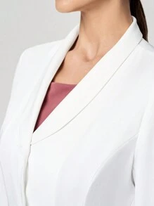 Scrubzie Anti-Wrinkle Lapel Long Women's Laboratory Coat White Dust Coat