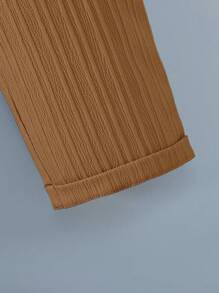 SHEIN Conjunto informal de niño preadolescente de tejido texturizado con rayas - Caqui - Ver 5