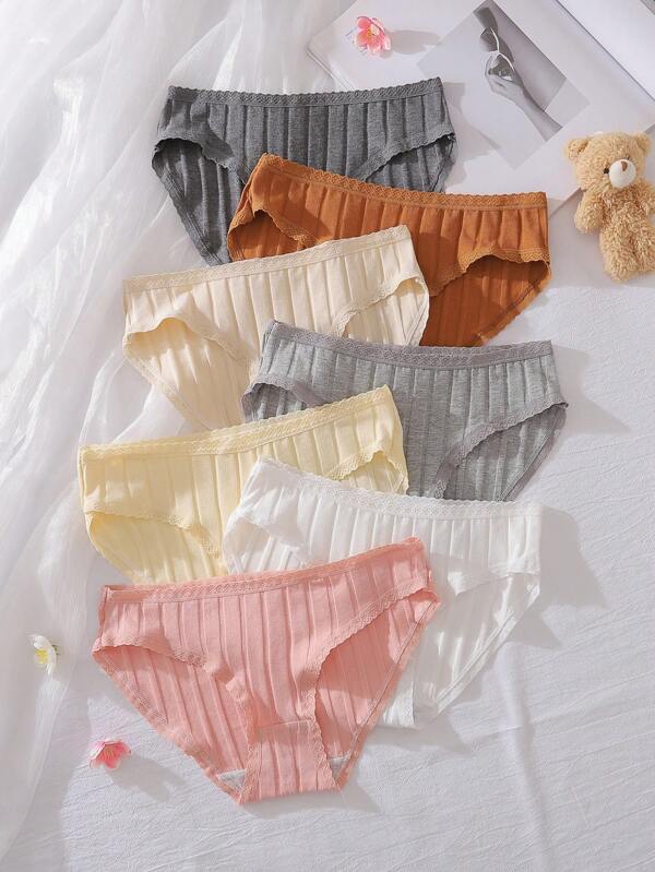 Juego de 7 piezas de ropa interior minimalista y cómoda para niñas mayores