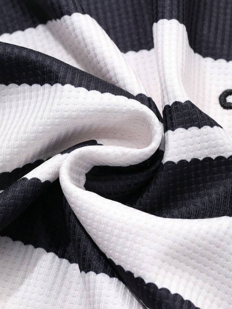 Women's Colorblock Stripe Loose Letter Embroidery Sweatshirt, Casual For Everyday Wear,Fall Clothes