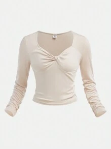 SHEIN Explorewe 2pcs Vintage American English Graphic Sweatshirt & Pants Set For Teen Girls - Apricot - View 7