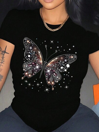 DrmWander Camiseta casual de talla grande de moda sencilla, blusas gráficas de uso diario para mujeres