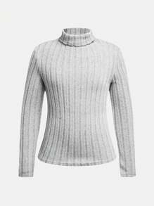 SHEIN adolecent Girl Pull col roulé en tricot doux et polyvalent de couleur unie, achetez-en 1 et obtenez-en 2, Top à manches longues