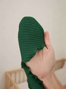 SHEIN Maternity Asymmetric Neck Ruffle Trim T-Shirt, Suitable For Autumn/Winter - Dark Green - View 6