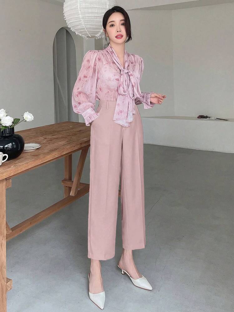 Solid Color Slim Fit Ankle Length Women Pants,Women Dress Pants,Fall Clothes