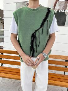 Manfinity Hypemode Chaleco de hombre con estampado gráfico de ajuste holgado (No incluye camiseta) - Verde Oliva - Ver 5
