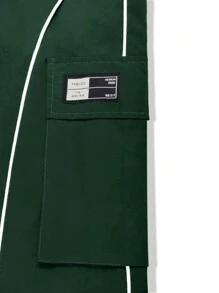 Manfinity Hypemode 男士字母贴饰细节撞色滚边翻盖口袋侧边工装裤