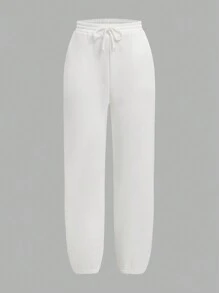 SHEIN Explorewe 3pcs/Set Teens (Girls) Autumn/Winter All-Match Black, White & Gray Versatile Sweatpants - Multicolor - View 8