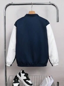 Tween Boy Graphic Pattern Stand Collar Thermal Lined Jacket For Winter - Multicolor - View 2