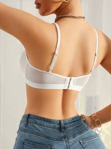 NudeFit 1pc Women's Minimalist Solid Color Hollow Back Closure Bra - White - View 2