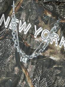 Manfinity EMRG Men's Autumn/Winter Letter Print Long Sleeve Hooded Sweatsuit, Casual Set - Multicolor - View 4