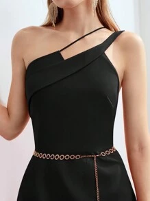 MOTF PREMIUM VÁY XẺO ĐÙI MỘT VAI - màu đen - Xem 2