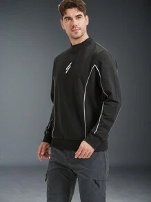 Manfinity Sport Corelite 简约时尚休闲运动卫衣，适合日常穿着 - 黑色 - 查看 8