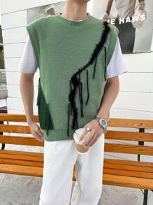 Manfinity Hypemode Chaleco de hombre con estampado gráfico de ajuste holgado (No incluye camiseta) - Verde Oliva - Ver 4