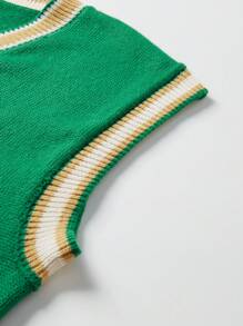 Manfinity EZcore Men's Striped V-Neck Casual Loose Knit Vest, Autumn/Winter