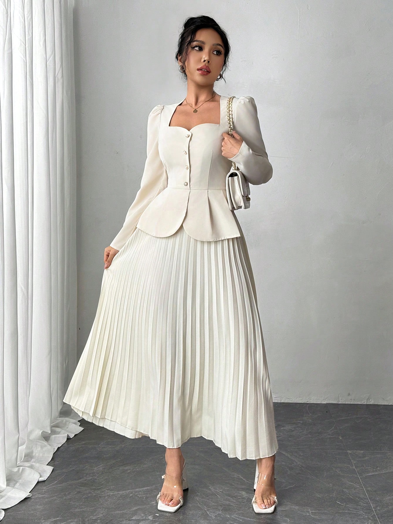 Rafferiza فستان طويل أنيق مطوي على شكل فراشة للزين...