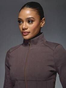 MISSGUIDED Athletic Performance Corset Style Training Jacket Full Zip Workout Running Yoga Active Sports Fitness Studio Dance Slim High Neck Exercise Top