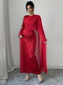 Calvaya Elegant Waisted Wrap Dress, Slimming And Classy Maxi Women Outfit