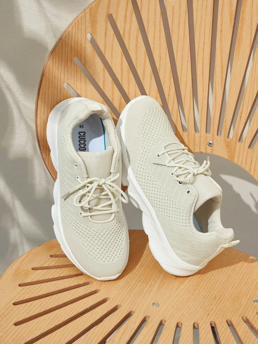 CUCCOO BASICS Tenis de estilo casual de unicolor simple para mujer para uso diario, calzado primaveral - Albaricoque - Ver 1