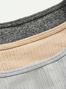 SHEIN Velisys Top corto acanalado liso de mujer para fitness y entrenamiento - Multicolor - Ver 3
