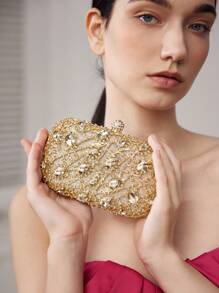 MOTF PREMIUM GLITTER RHINESTONE EVENING BAG, CHRISTMAS BAG, VALENTINES - Gold - View 1