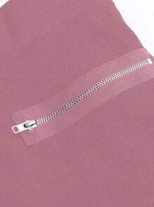 SHEIN Clasi Plus Size Elegant Zipper Closure Loose A-Line Skirt, Autumn - Pink - View 4