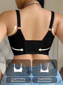 1 pièce soutien-gorge grande taille à armatures avec fermeture frontale - Noir - Voir 2
