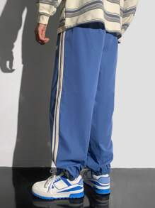 SHEIN 2pcs/Set Teen Boys' Casual Webbing Patchwork Contrast Color Loose Drawstring Pants, Versatile & Minimalist, Suitable For All Seasons, Sports/Casual - Multicolor - View 6