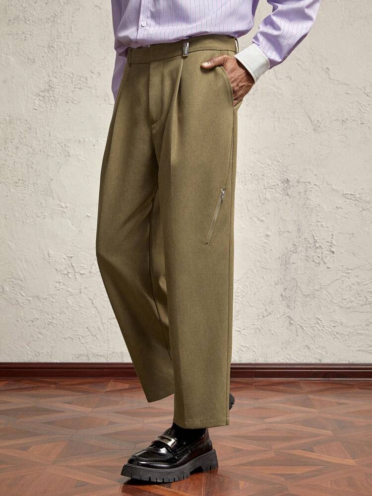 Men's Woven Skinny Straight Leg Casual Pants, Suitable For Matching