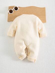 Cozy Pixies Newborn Baby Girl Rainbow Pattern Knit Soft Crew Neck Long Sleeve With Pants - Apricot - View 2